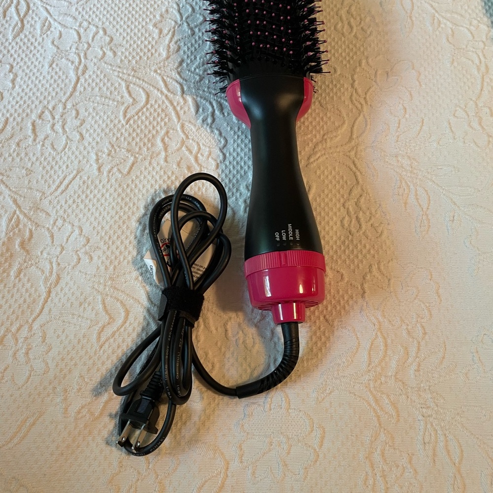 Pink and Black Hair Dryer Brush
